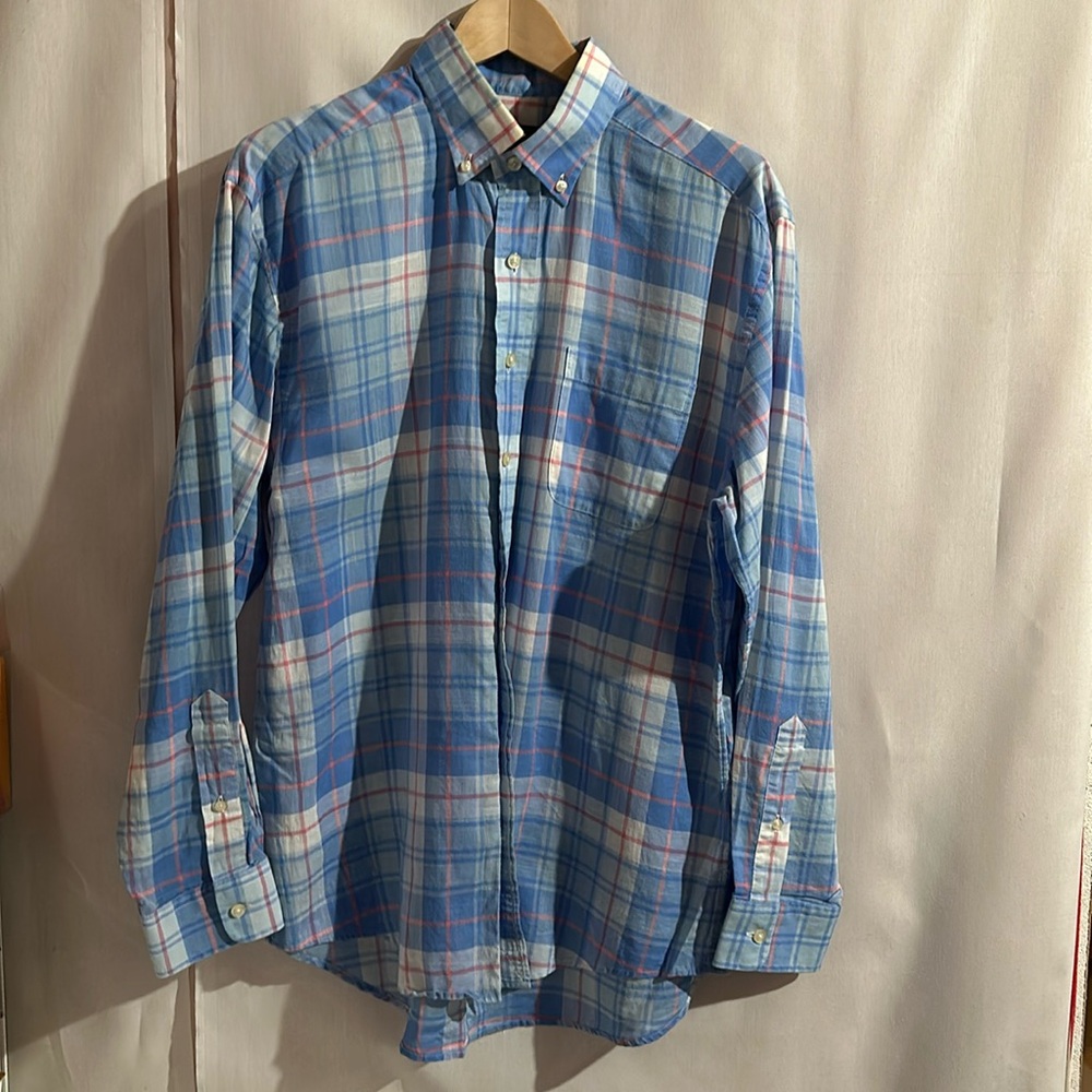 Men’s Vineyard Vines Light Blue Plaid Button Down Shirt - Med